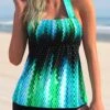 Halter Smocked Ombre Colorful Printed Tankini Set -Rosewe Promotion Store 274663 P 1621238190484