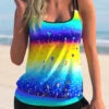 Rainbow Color Tie Dye Print Double Straps Tankini Set -Rosewe Promotion Store 274860 P 1627022690272
