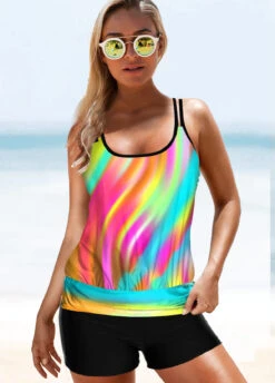 Colorful Printed Double Straps Tankini Set -Rosewe Promotion Store 275252 P 1621907805049