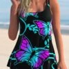 Butterfly Print Double Straps Tankini Set -Rosewe Promotion Store 275334 P 1621924700343