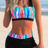 Tie Dye Print Criss Cross Back Colorful Bikini Set -Rosewe Promotion Store 275365 P 1621930907917