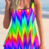 Rainbow Color Spaghetti Strap Printed Tankini Set -Rosewe Promotion Store 275457 P 1622009332008
