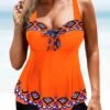 Wide Strap Tribal Print Bowknot Tankini Set -Rosewe Promotion Store 275770 P 1627029834093