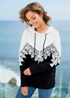 Color Block Long Sleeve Lace Stitching Hoodie -Rosewe Promotion Store 275805 P 16282122424673