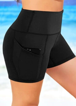 Solid High Waisted Pocket Detail Swim Shorts -Rosewe Promotion Store 275808 P 1667800051602 1