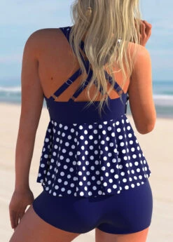 Cross Strap Polka Dot Bowknot Tankini Set -Rosewe Promotion Store 276743 P 1623205877241