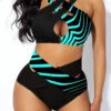 High Waist Striped Cross Strap Bikini Set -Rosewe Promotion Store 277086 P 1624865984544