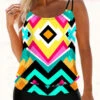 Wide Strap Geometric Print Multi Color Tankini Set -Rosewe Promotion Store 277143 P 1625737379635