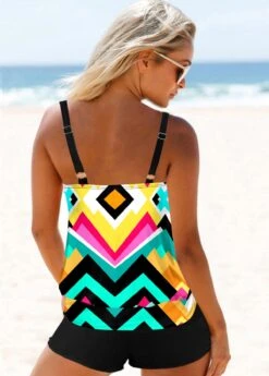 Wide Strap Geometric Print Multi Color Tankini Set 8 Wide Strap Geometric Print Multi Color Tankini Set -Rosewe Promotion Store 277143 P 1625737380699