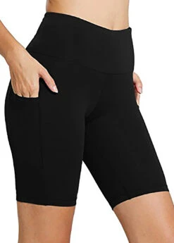 Pocket Plus Size High Waisted Black Skinny Swim Shorts -Rosewe Promotion Store 277206 P 1623736339467
