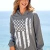 Grey American Flag Print Long Sleeve Hoodie -Rosewe Promotion Store 277216 P 16299472080090