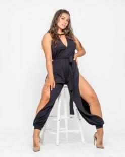 Side Slit Sleeveless Belted Solid Jumpsuit -Rosewe Promotion Store 277544 P 1656484390501