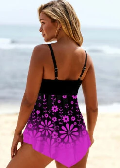 Asymmetric Hem Ombre Floral Print Swimdress And Panty -Rosewe Promotion Store 277654 P 1625449893095