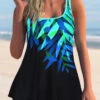 Leaf Print Spaghetti Strap Tankini Set -Rosewe Promotion Store 278120 P 1624611758104