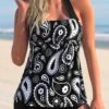 Cashews Print Tie Back Tankini Set -Rosewe Promotion Store 278294 P 1624866721942