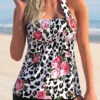 Floral Print Halter Leopard Tankini Set -Rosewe Promotion Store 278419 P 1653722550929