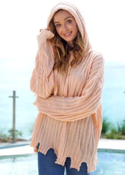 Hooded Collar Long Sleeve Asymmetric Hem Sweater -Rosewe Promotion Store 278585 P 16282541095813