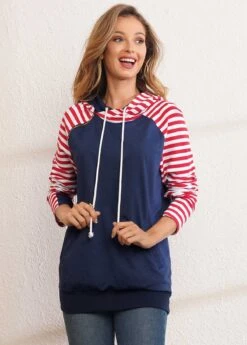 Long Sleeve Drawstring Kangaroo Pocket Hoodie -Rosewe Promotion Store 278817 P 16287664974155