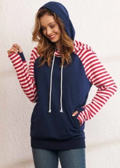 Long Sleeve Drawstring Kangaroo Pocket Hoodie -Rosewe Promotion Store 278817 P 16287664976273