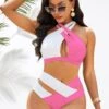 High Waist Cross Halter Contrast Bikini Set -Rosewe Promotion Store 279299 P 16260707690690