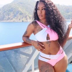 High Waist Cross Halter Contrast Bikini Set -Rosewe Promotion Store 279299 P 1655973599196