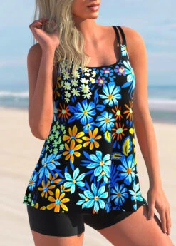 Spaghetti Strap Floral Print Tankini Set -Rosewe Promotion Store 279484 P 1626239978155
