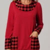 Christmas Plaid Red Long Sleeve Pocket Sweatshirt 2 Christmas Plaid Red Long Sleeve Pocket Sweatshirt -Rosewe Promotion Store 279693 P 16311776250640