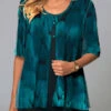Feathers Print Chiffon Round Neck Blouse -Rosewe Promotion Store 279718 P 1626398934551