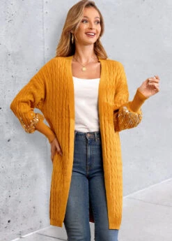 Open Front Sequin Long Sleeve Cardigan -Rosewe Promotion Store 280392 P 16324799309213