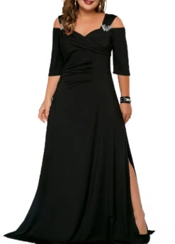 Solid Cold Shoulder Plus Size Dress