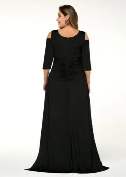 Solid Cold Shoulder Plus Size Dress -Rosewe Promotion Store 280595 P 1628040092789