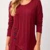 Asymmetric Hem Valentines Wine Red Round Neck Sweatshirt -Rosewe Promotion Store 283013 P 16329649261030