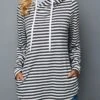 Decorative Button Long Sleeve Stripe Print Hoodie -Rosewe Promotion Store 283137 P 16298621944400
