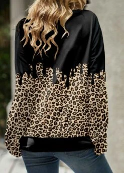 Long Sleeve Cowl Neck Leopard Sweatshirt -Rosewe Promotion Store 283385 P 1631268898020