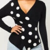 Long Sleeve Cross Front Polka Dot Sweater -Rosewe Promotion Store 283814 P 1631942374548
