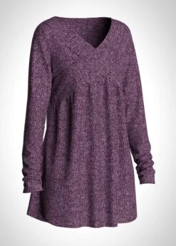 Solid Plus Size Long Sleeve V Neck T Shirt -Rosewe Promotion Store 283985 P 1630387358981