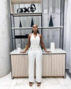 Double Breasted High Waisted Solid Pants -Rosewe Promotion Store 284540 P 1651835850079