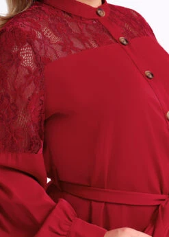 Asymmetric Hem Wine Red Plus Size Blouse -Rosewe Promotion Store 285252 P 16409135711812