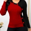 Long Sleeve Asymmetrical Neck Patchwork Sweater -Rosewe Promotion Store 285324 P 1636097997699