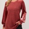 Velvet Stitching Deep Red Round Neck Valentines Sweatshirt -Rosewe Promotion Store 285383 P 16351507673910