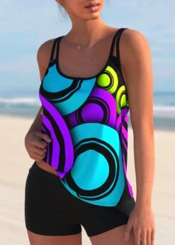 Contrast Polka Dot Double Straps Tankini Set -Rosewe Promotion Store 285750 P 1631698993350