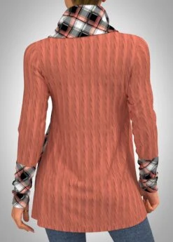 Cowl Neck Twisted Pattern Plaid Sweatshirt 7 Cowl Neck Twisted Pattern Plaid Sweatshirt -Rosewe Promotion Store 285832 P 1631954347048