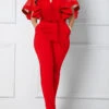 Mesh Belted Red Split Neck Jumpsuit -Rosewe Promotion Store 285992 P 1631863570615
