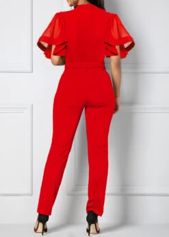 Mesh Belted Red Split Neck Jumpsuit 7 Mesh Belted Red Split Neck Jumpsuit -Rosewe Promotion Store 285992 P 1631863571803