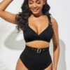 Buckle Detail Black High Waisted Bikini Set -Rosewe Promotion Store 286906 P 1639706922762