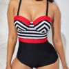 Stripe Print Spaghetti Strap One Piece Swimwear 1 Stripe Print Spaghetti Strap One Piece Swimwear -Rosewe Promotion Store 286923 P 16360188758470