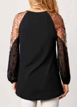 Lace Stitching Black Long Sleeve Blouse -Rosewe Promotion Store 286969 P 16375744658951