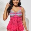 Rose Red Geometric Print Cross Strap Tankini Set -Rosewe Promotion Store 287179 P 1639645646190
