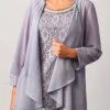 Lace Patchwork Cardigan And Round Neck Grey Tank Top -Rosewe Promotion Store 287553 P 16405846879090