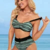 High Waisted Striped Color Block Bikini Set -Rosewe Promotion Store 287621 P 16370487220110
